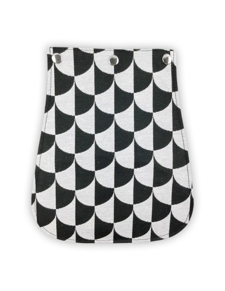 Rabat jacquard noir et blanc – motif damier arrondi – graphique et moderne