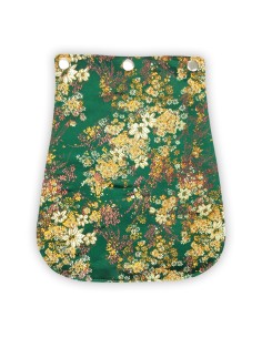 Rabat tissu satiné vert – fleurs blanches dorées – inspiration asiatique