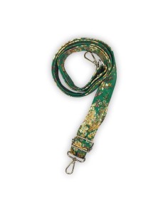 Bandoulière satinée vert brillant – petites fleurs asiatiques blanches et dorées 2