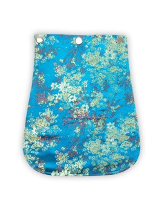 Rabat satin bleu lumineux – fleurs blanches dorées – style asiatique