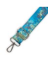 Bandoulière satin bleu brillant – fleurs blanches dorées – esprit asiatique