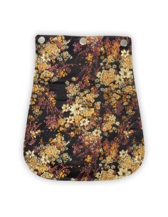 Rabat satin noir – petites fleurs roses, dorées et blanches – style asiatique