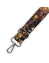 Bandoulière satin noir brillant – fleurs roses blanches dorées – esprit asiatique