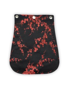 Rabat satin noir – fleurs de cerisier rouges brodées – chic asiatique