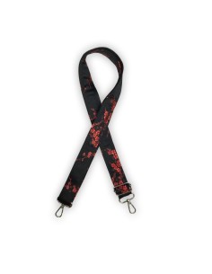 Bandoulière satin noir – broderie fleurs de cerisier rouges – style japonais