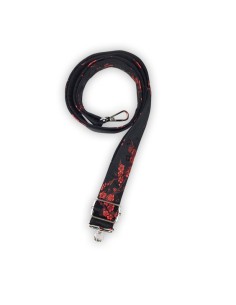 Bandoulière satin noir – broderie fleurs de cerisier rouges – style japonais 2