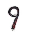 Bandoulière satin noir – broderie fleurs de cerisier rouges – style japonais