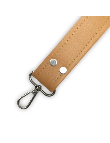 Bandoulière camel en cuir synthétique – Réglable, robuste et réparable