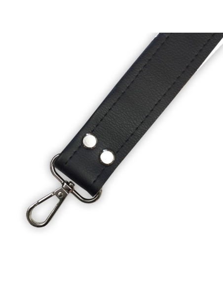 Bandoulière noire en cuir synthétique – Réglable, robuste et réparable
